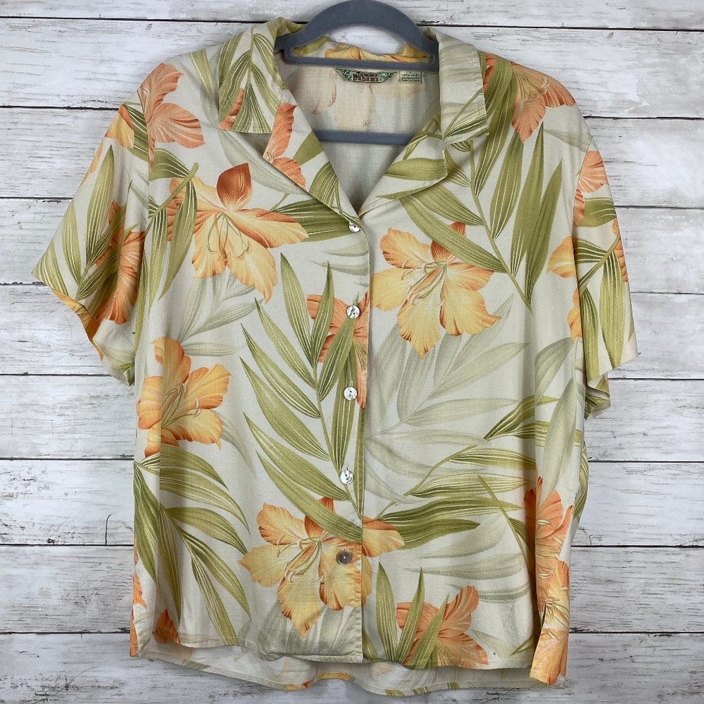 Tommy Bahama Womens Hawaiian Silk Camp Shirt Large